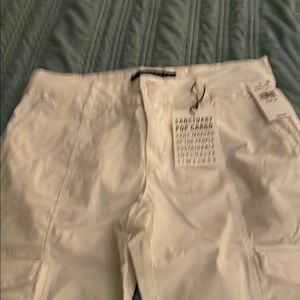 Sanctuary White Cropped Cargo Pants
